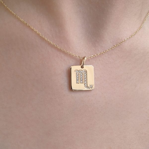 square diamond zodiac 5 Square diamond zodiac necklace - Image 1