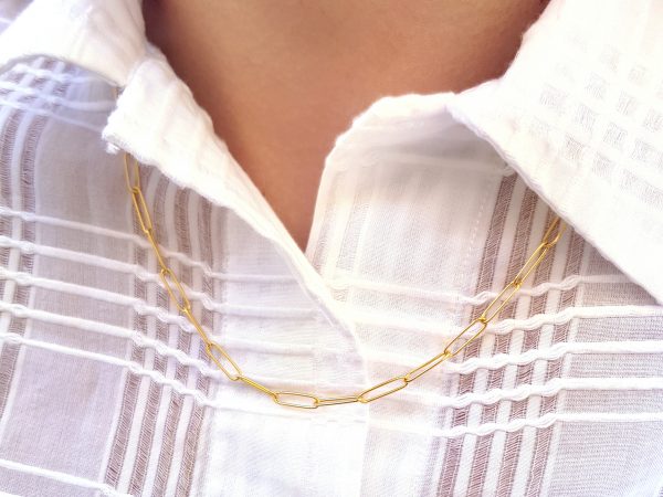 solid gold paperclip chain