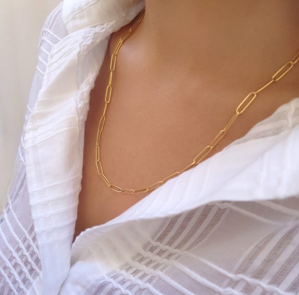 solid gold paperclip link chain