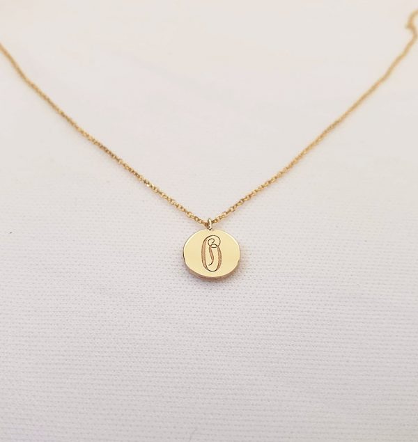 Tiny Initial necklace in solid gold - Image 6