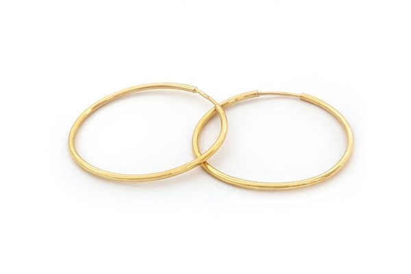 1.5mm-1 32mm 1.5mm Hoops in solid gold k14 medium, size 22mm, 28mm, 32mm - Image 1