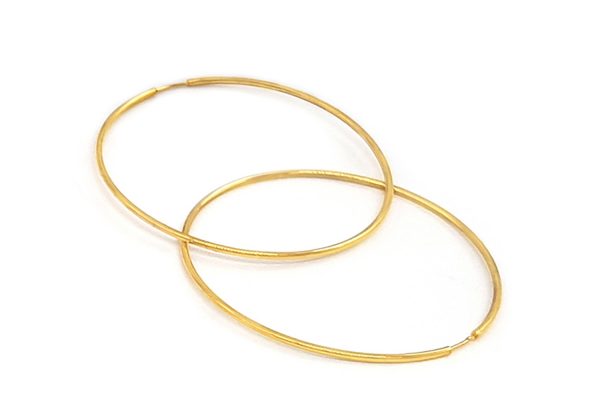 1mm big 1mm Hoops in solid gold k14 big, size 21mm, 28mm, 40mm - Image 1