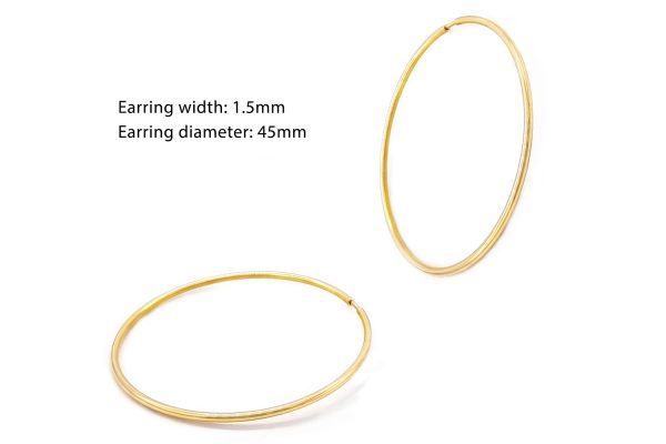 41-1811-2b 1.5mm Hoops in solid gold k14 medium, size 22mm, 28mm, 32mm - Image 5