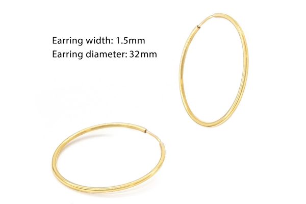 41-1813-32mm 1.5mm Hoops in solid gold k14 medium, size 22mm, 28mm, 32mm - Image 6