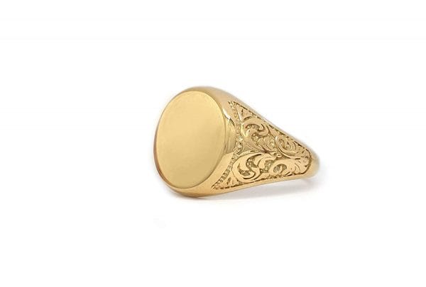 RN386 1 Unisex Oval custom signet ring in solid gold, RN386 - Image 1