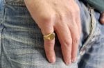 Unisex Oval custom signet ring in solid gold, RN386 - Image 2