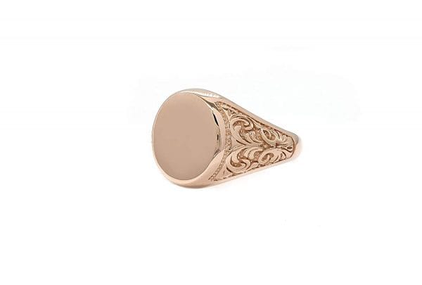 Unisex Oval custom signet ring in solid gold, RN386 - Image 7