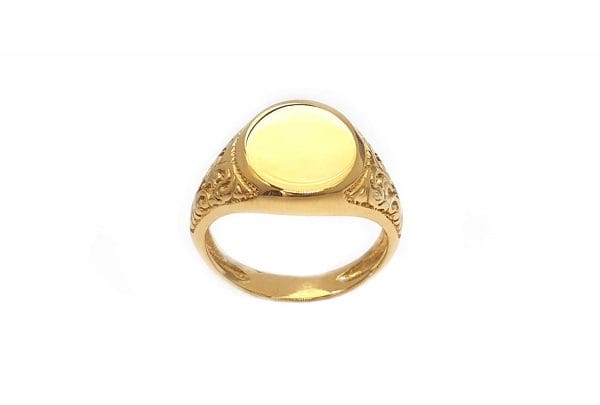 Unisex Oval custom signet ring in solid gold, RN386 - Image 8