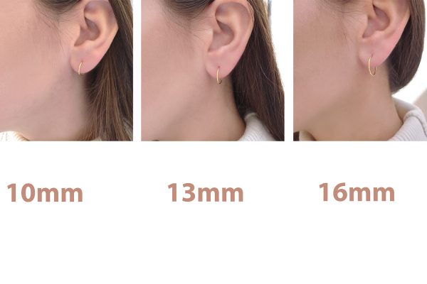 krikoi 1mm 10 1mm Hoops in solid gold k14 small, size 10mm, 13mm, 16mm - Image 2
