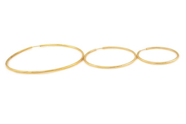 1mm Hoops in solid gold k14 big, size 21mm, 28mm, 40mm - Image 3