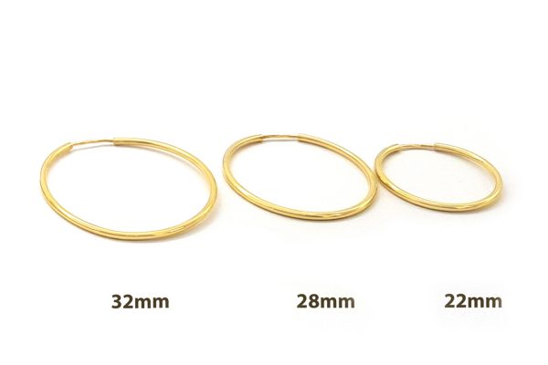 krikoi-2-2 1.5mm Hoops in solid gold k14 medium, size 22mm, 28mm, 32mm - Image 3