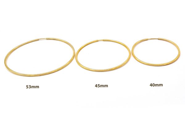 krikoi-2b 1.5mm Hoops in solid gold k14 big, size 40mm, 45mm, 53mm - Image 3