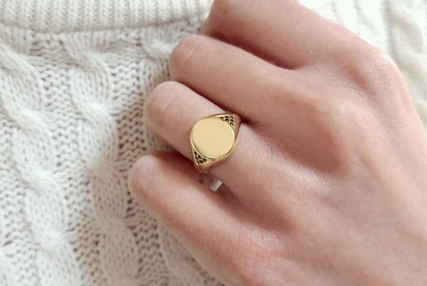 Full back Diamond Personalized signet ring RN345-2