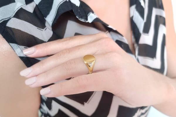 Full back Diamond signet ring, RN345-2 - Image 11