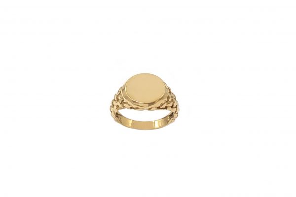 RN393 1 Oval braided signet ring in solid gold, RN393 - Image 2