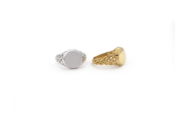 RN393 4 Oval braided signet ring in solid gold, RN393 - Image 7