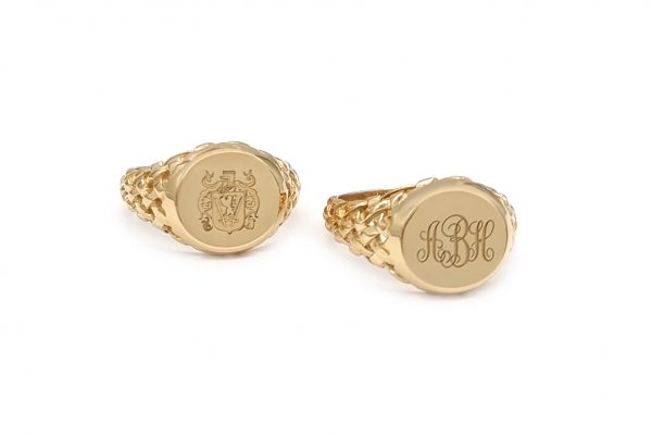 RN393 9 Oval braided signet ring in solid gold, RN393 - Image 3