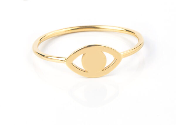 Gold dainty evil eye ring, protection charm - Image 2