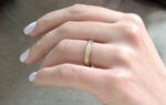 Two-color wedding band in solid gold