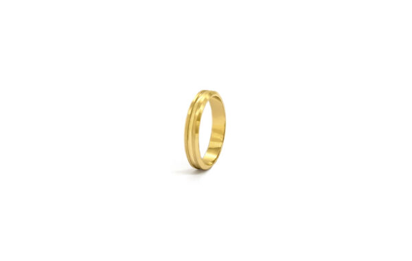 734-40ΚΛ 3 Wedding ring in solid gold with decorative line.